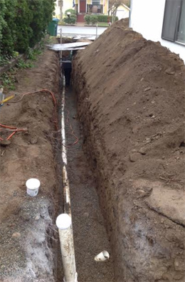 Trenched sewer replacement in Kent, in progress